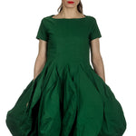Rundholz Dip Damen Kleid mit Ballonrock grün