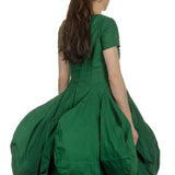 Rundholz Dip Damen Kleid mit Ballonrock grün