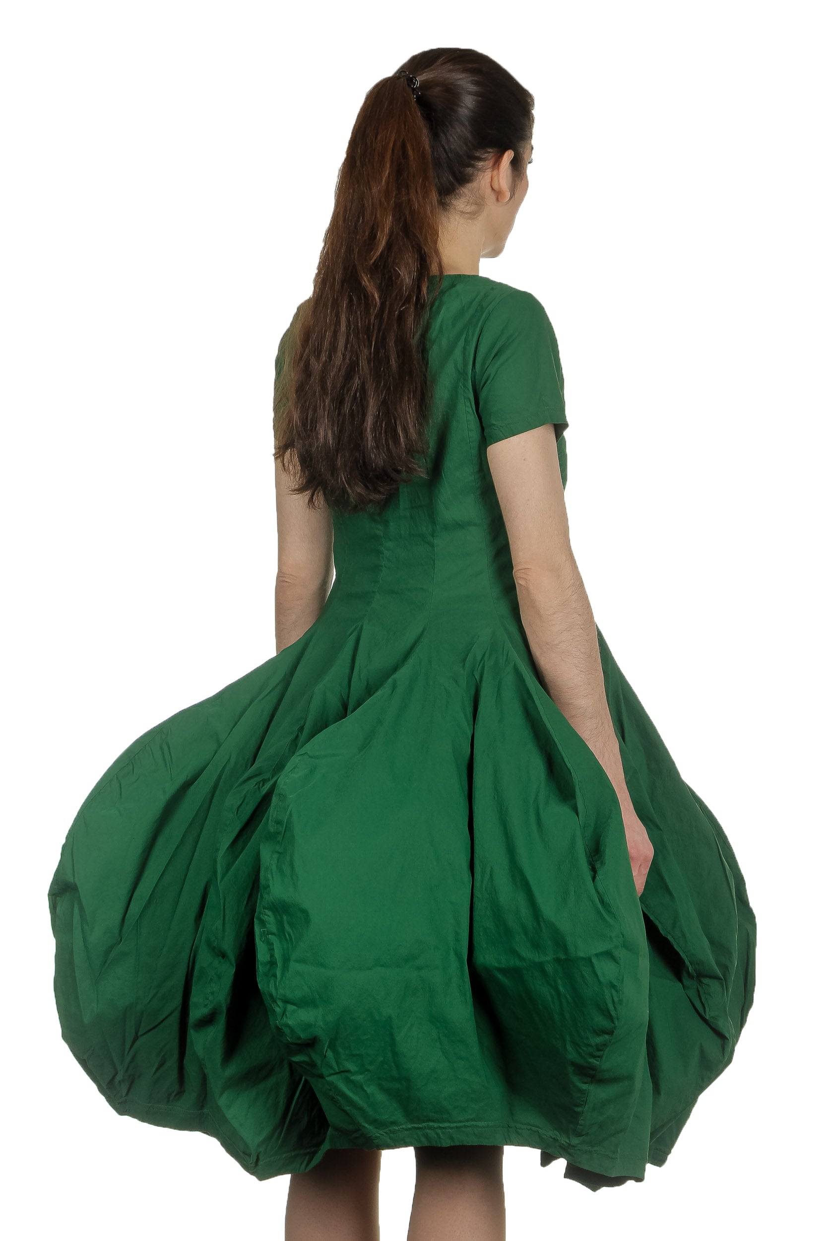 Rundholz Dip Damen Kleid mit Ballonrock grün