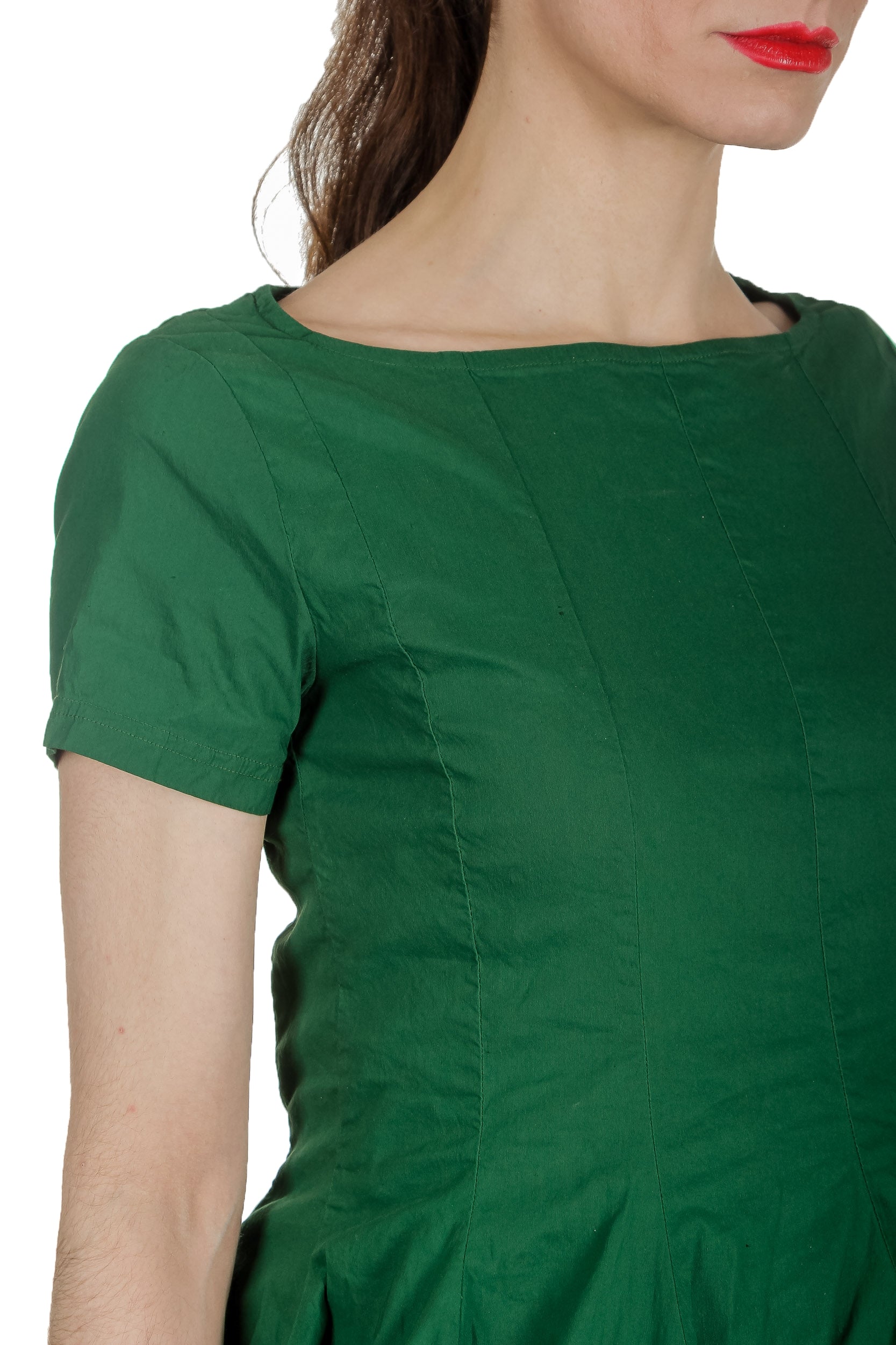 Rundholz Dip Damen Kleid mit Ballonrock grün