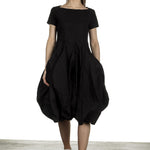 Rundholz Dip Damen Kleid mit Ballonrock schwarz