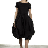 Rundholz Dip Damen Kleid mit Ballonrock schwarz