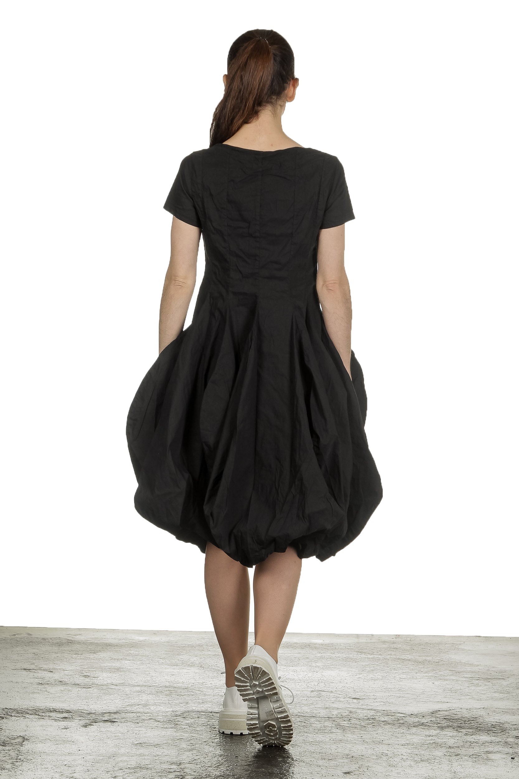 Rundholz Dip Damen Kleid mit Ballonrock schwarz