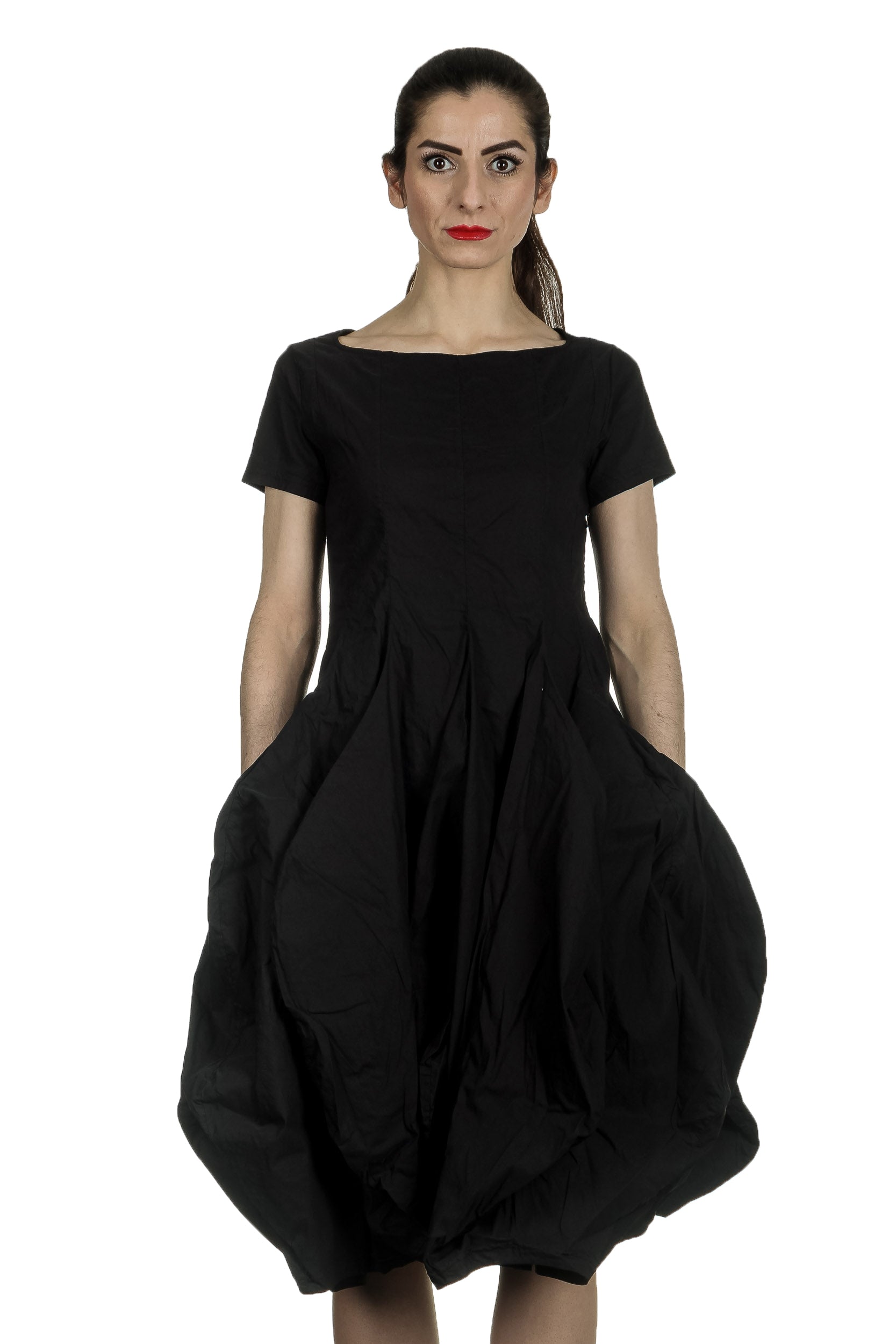 Rundholz Dip Damen Kleid mit Ballonrock schwarz