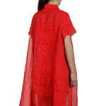 Rundholz Dip Damen Hemdblusenkleid in A-Linie rot