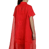 Rundholz Dip Damen Hemdblusenkleid in A-Linie rot