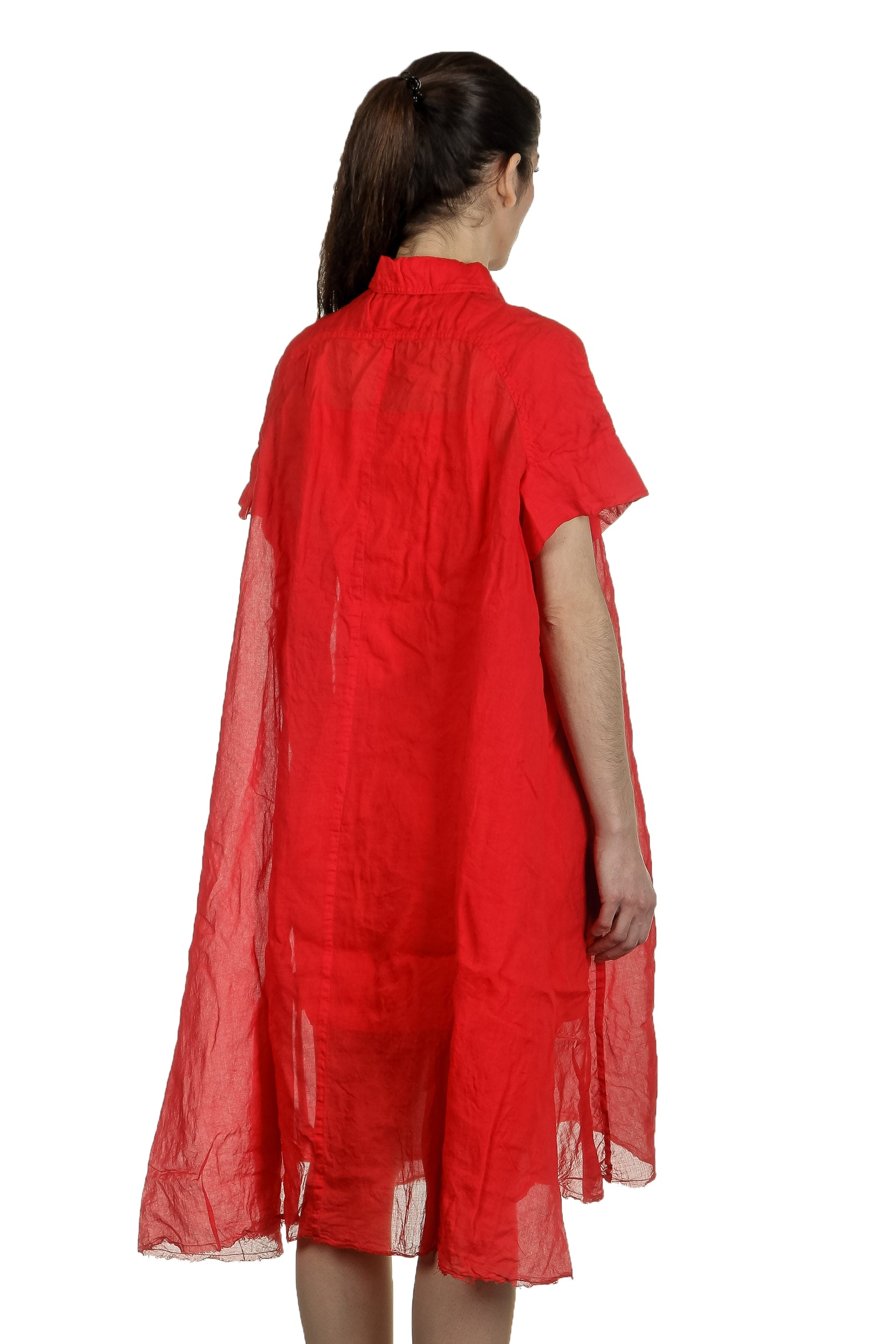 Rundholz Dip Damen Hemdblusenkleid in A-Linie rot