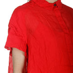 Rundholz Dip Damen Hemdblusenkleid in A-Linie rot