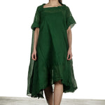 Rundholz Dip Damen Transparentes Kleid in A-Linie grün