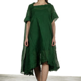 Rundholz Dip Damen Transparentes Kleid in A-Linie grün