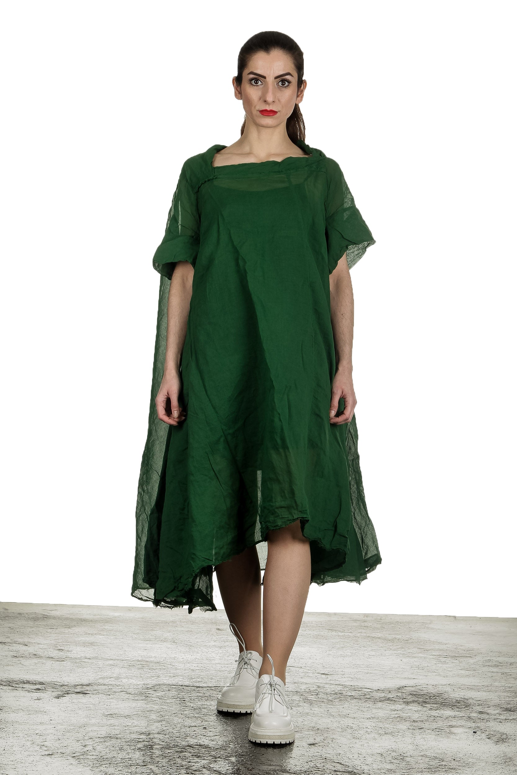 Rundholz Dip Damen Transparentes Kleid in A-Linie grün