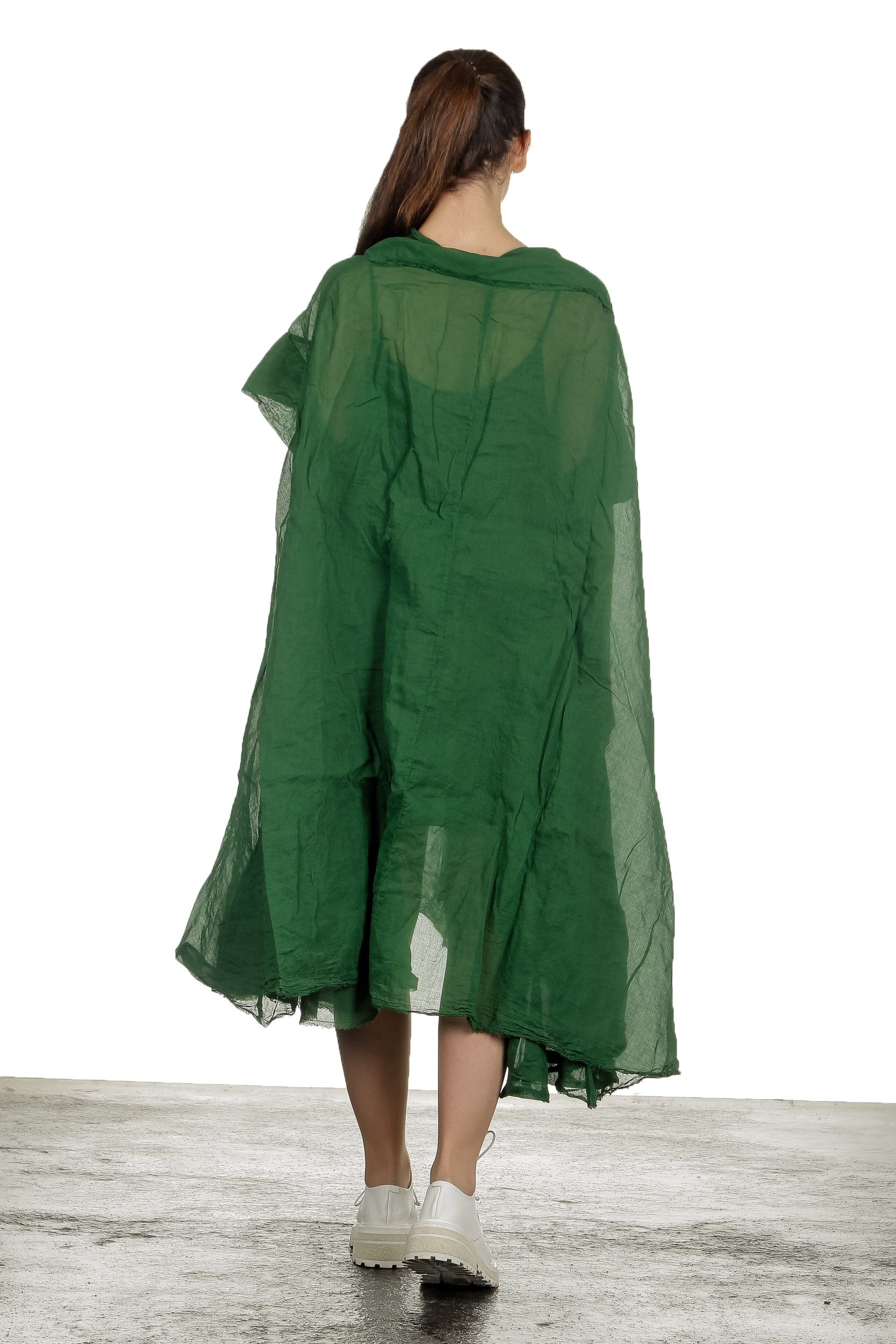 Rundholz Dip Damen Transparentes Kleid in A-Linie grün
