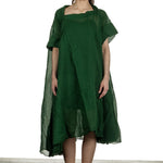 Rundholz Dip Damen Transparentes Kleid in A-Linie grün