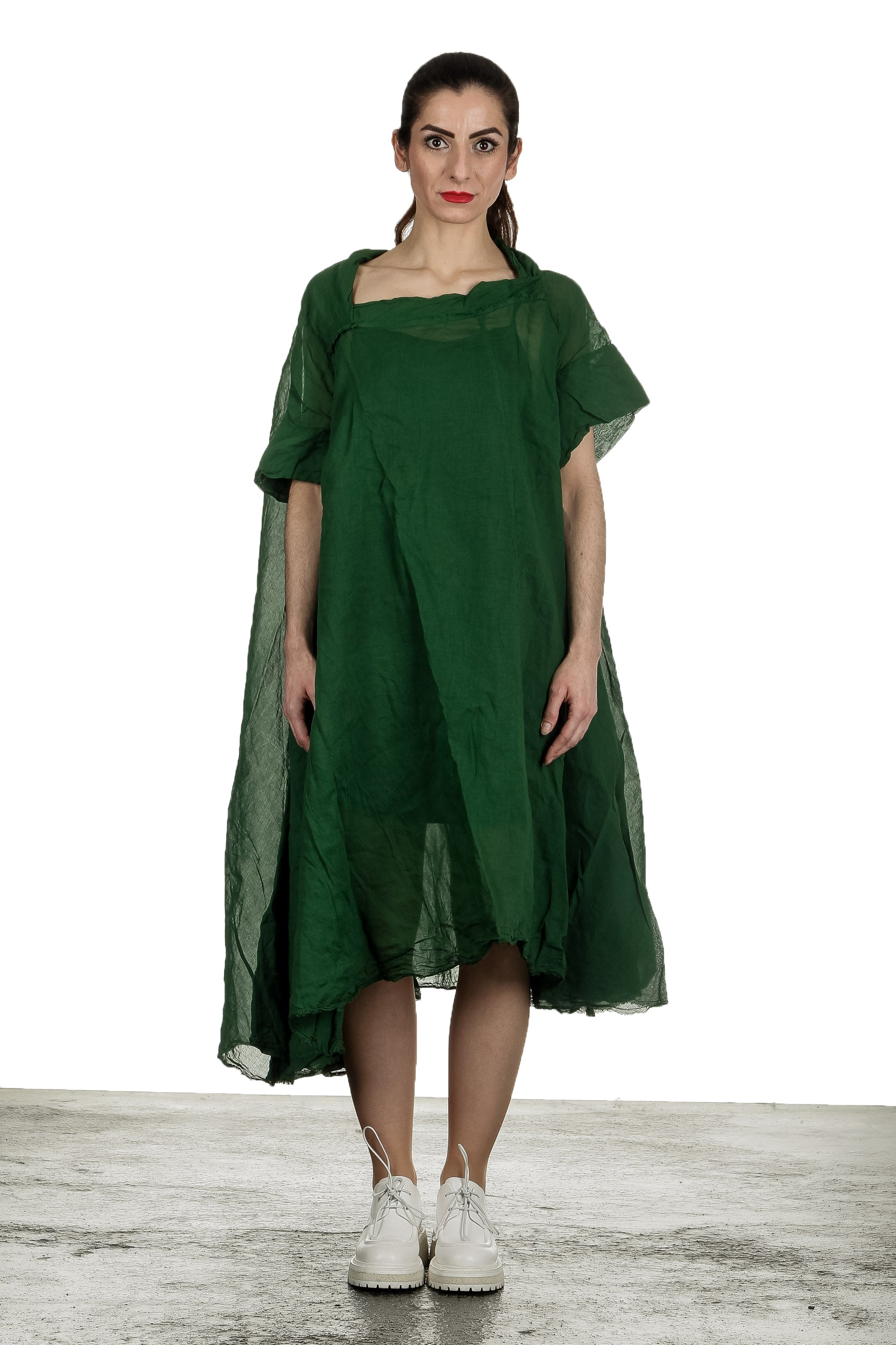 Rundholz Dip Damen Transparentes Kleid in A-Linie grün