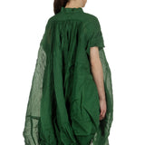 Rundholz Dip Damen gerafftes Hemdblusenkleid grün