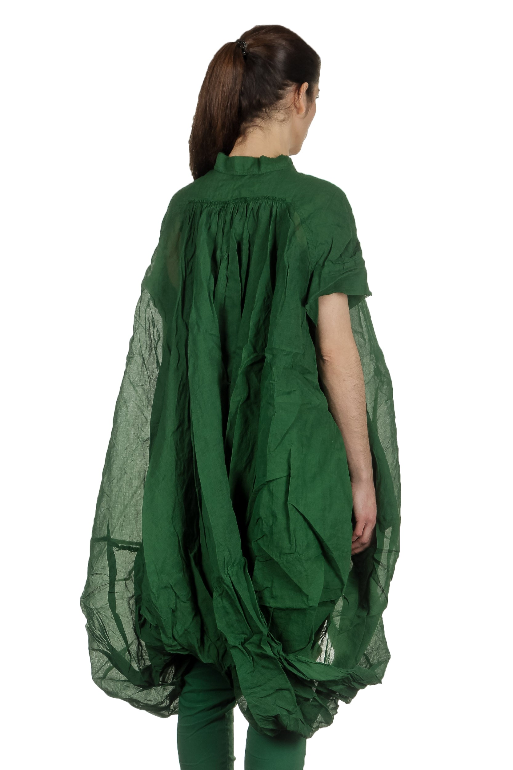 Rundholz Dip Damen gerafftes Hemdblusenkleid grün