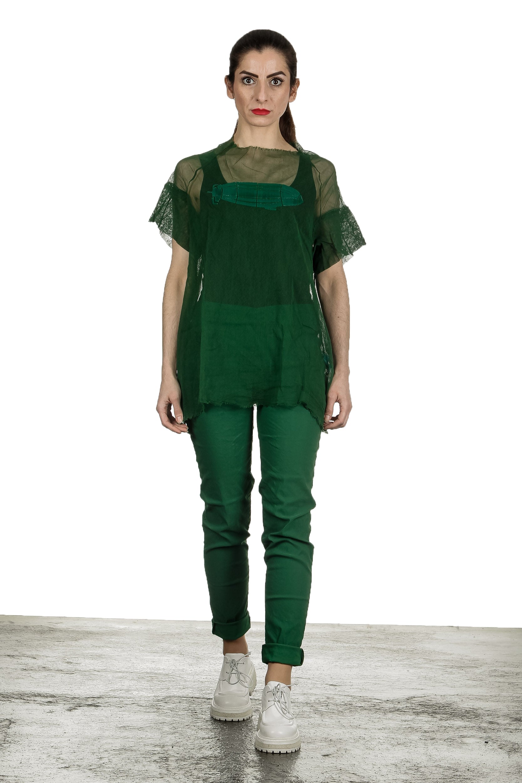 Rundholz Dip Damen Oversized Shirt mit Print grün