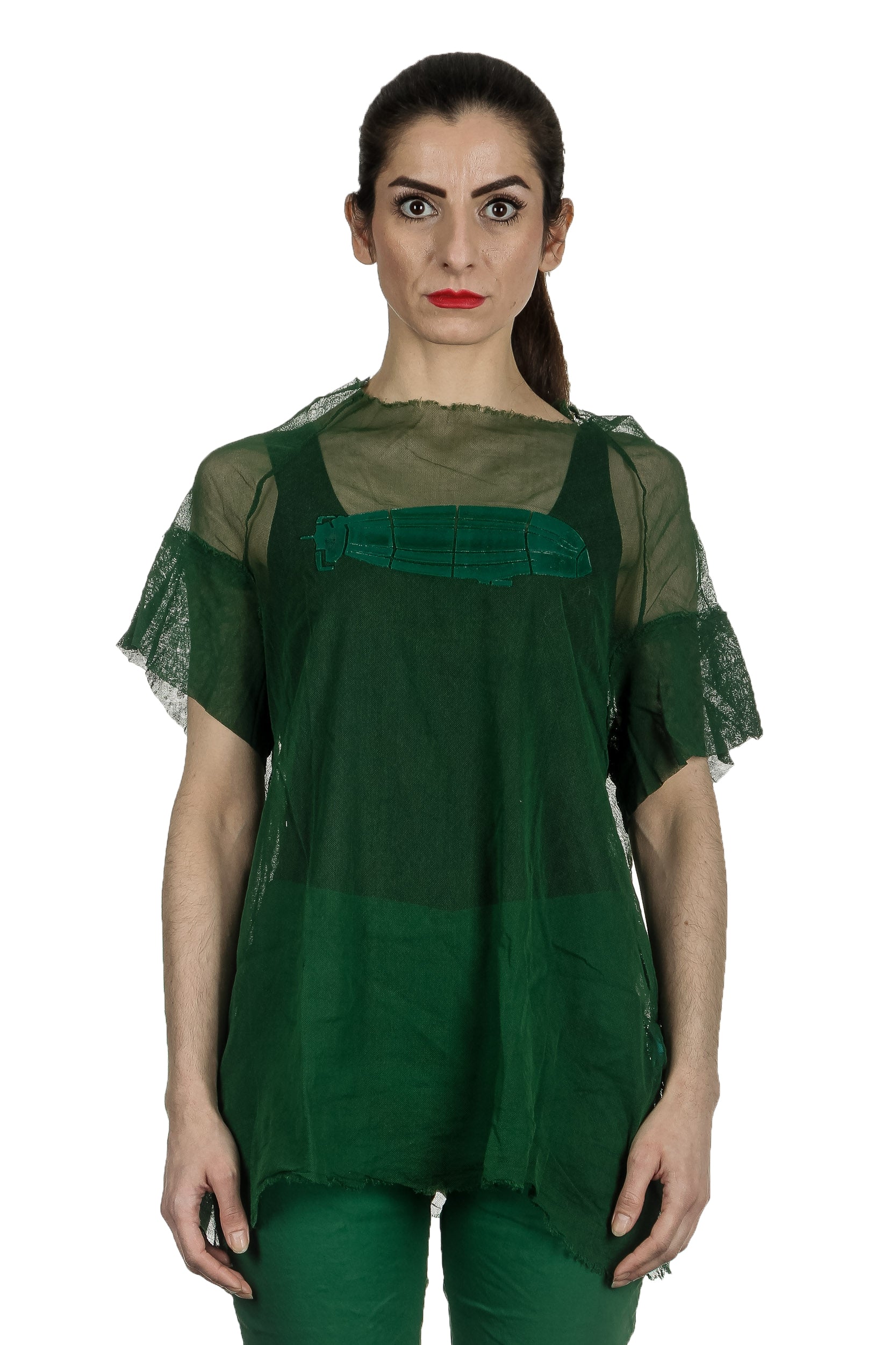 Rundholz Dip Damen Oversized Shirt mit Print grün