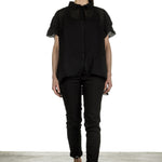 Rundholz Dip Damen Bluse in A-Linie schwarz
