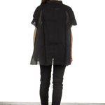 Rundholz Dip Damen Bluse in A-Linie schwarz