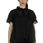 Rundholz Dip Damen Bluse in A-Linie schwarz