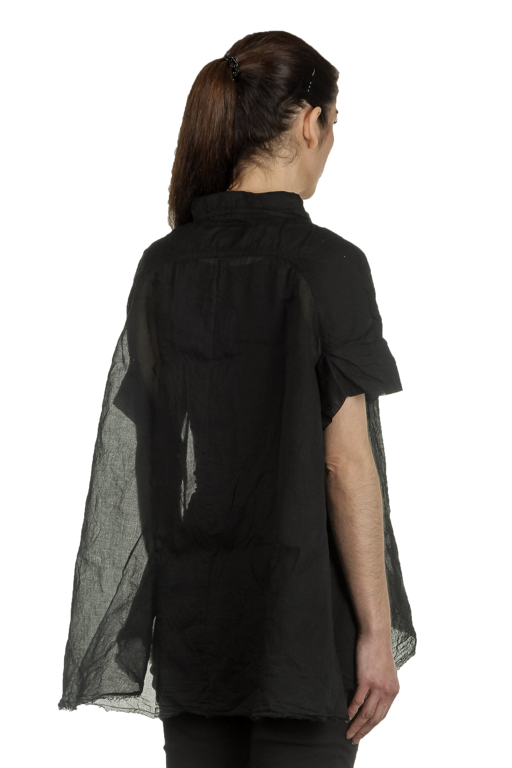 Rundholz Dip Damen Bluse in A-Linie schwarz