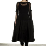 Rundholz Dip Damen Oversized Tüllkleid mit Volants schwarz