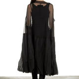 Rundholz Dip Damen Oversized Tüllkleid mit Volants schwarz