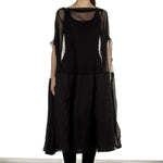 Rundholz Dip Damen Oversized Tüllkleid mit Volants schwarz