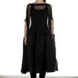 Rundholz Dip Damen Oversized Tüllkleid mit Volants schwarz