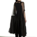 Rundholz Dip Damen Oversized Tüllkleid mit Volants schwarz