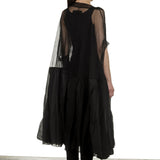 Rundholz Dip Damen Oversized Tüllkleid mit Volants schwarz