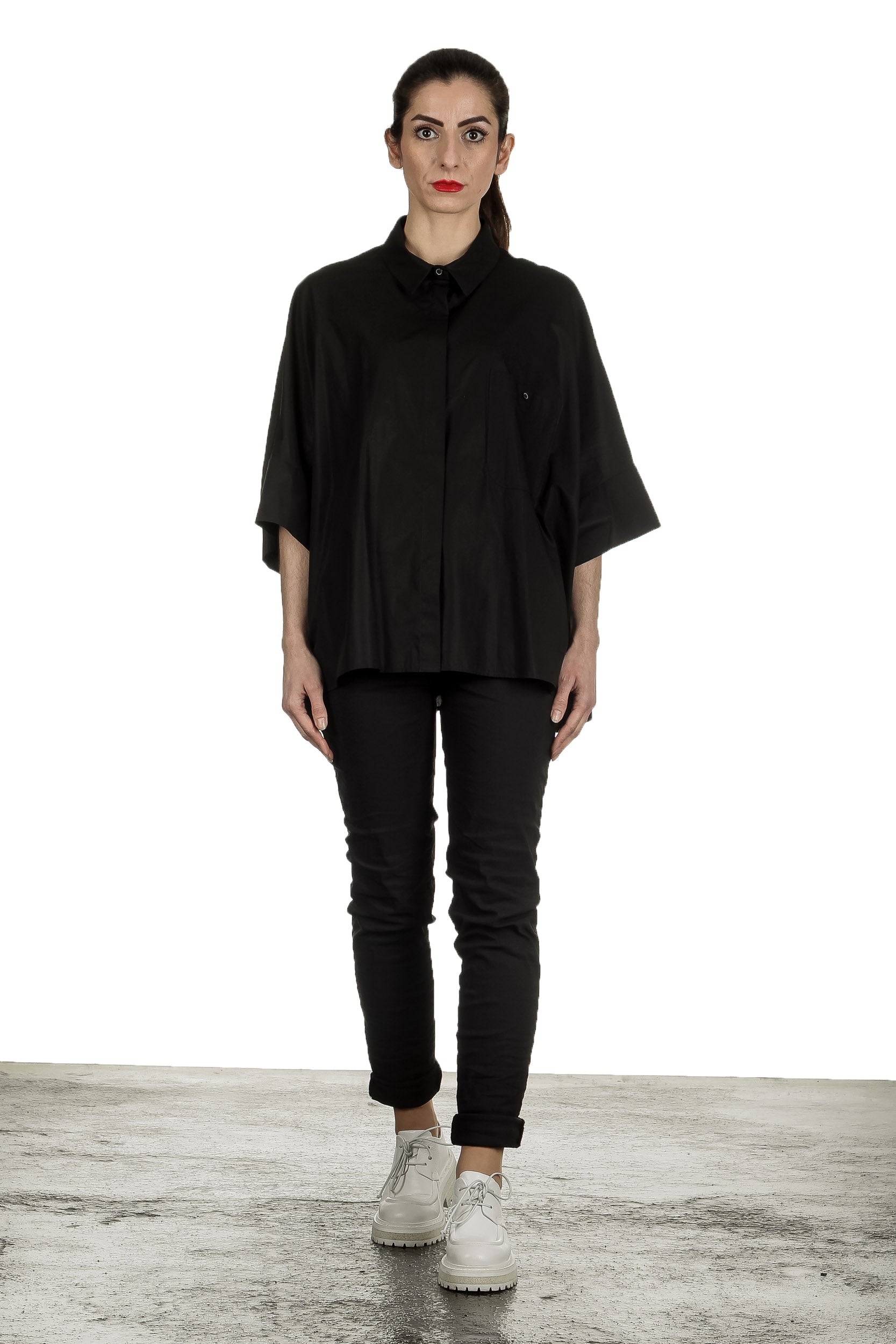 Rundholz Damen Ausgestellte Bluse schwarz