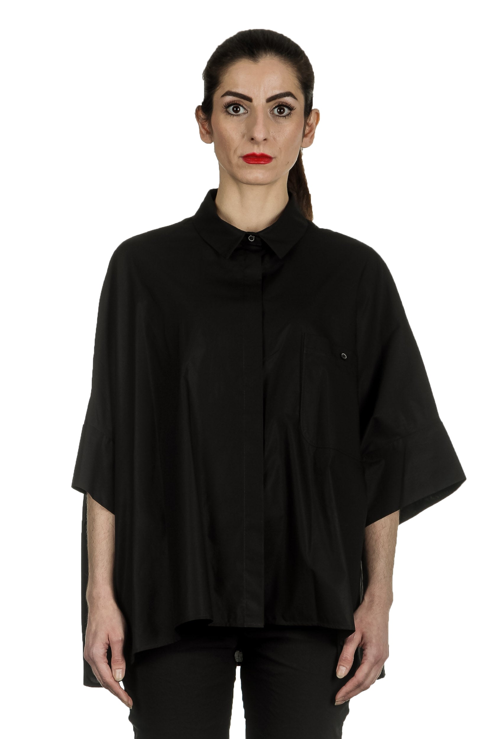 Rundholz Damen Ausgestellte Bluse schwarz