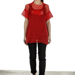 Rundholz Dip Damen Oversized Shirt mit Print rot