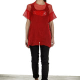 Rundholz Dip Damen Oversized Shirt mit Print rot