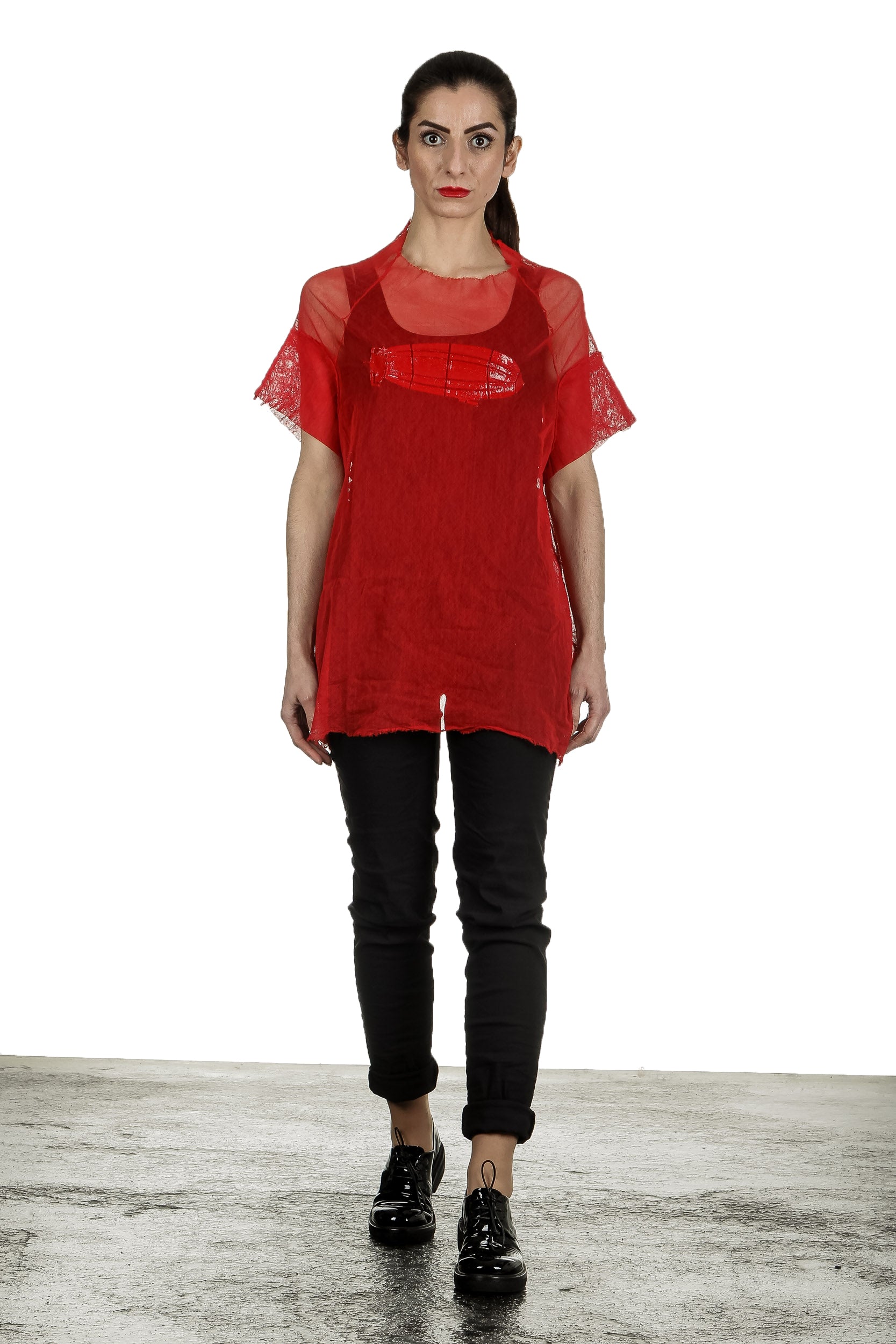 Rundholz Dip Damen Oversized Shirt mit Print rot