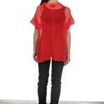 Rundholz Dip Damen Oversized Shirt mit Print rot