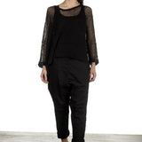 Rundholz Damen Asymmetrischer Oversized Strickpullover schwarz