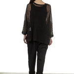 Rundholz Damen Asymmetrischer Oversized Strickpullover schwarz