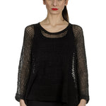 Rundholz Damen Asymmetrischer Oversized Strickpullover schwarz