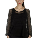 Rundholz Damen Asymmetrischer Oversized Strickpullover schwarz