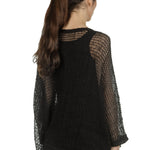 Rundholz Damen Asymmetrischer Oversized Strickpullover schwarz