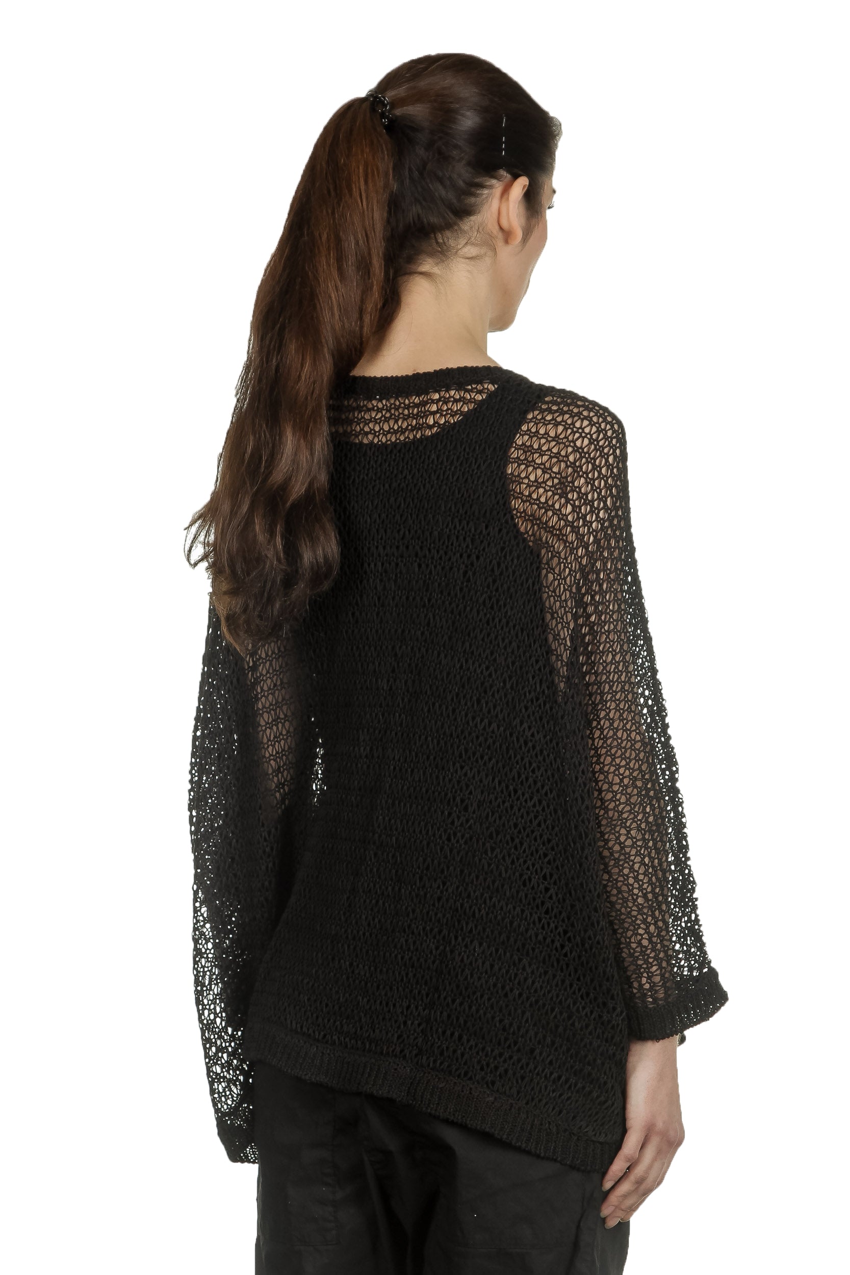 Rundholz Damen Asymmetrischer Oversized Strickpullover schwarz