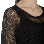 Rundholz Damen Asymmetrischer Oversized Strickpullover schwarz