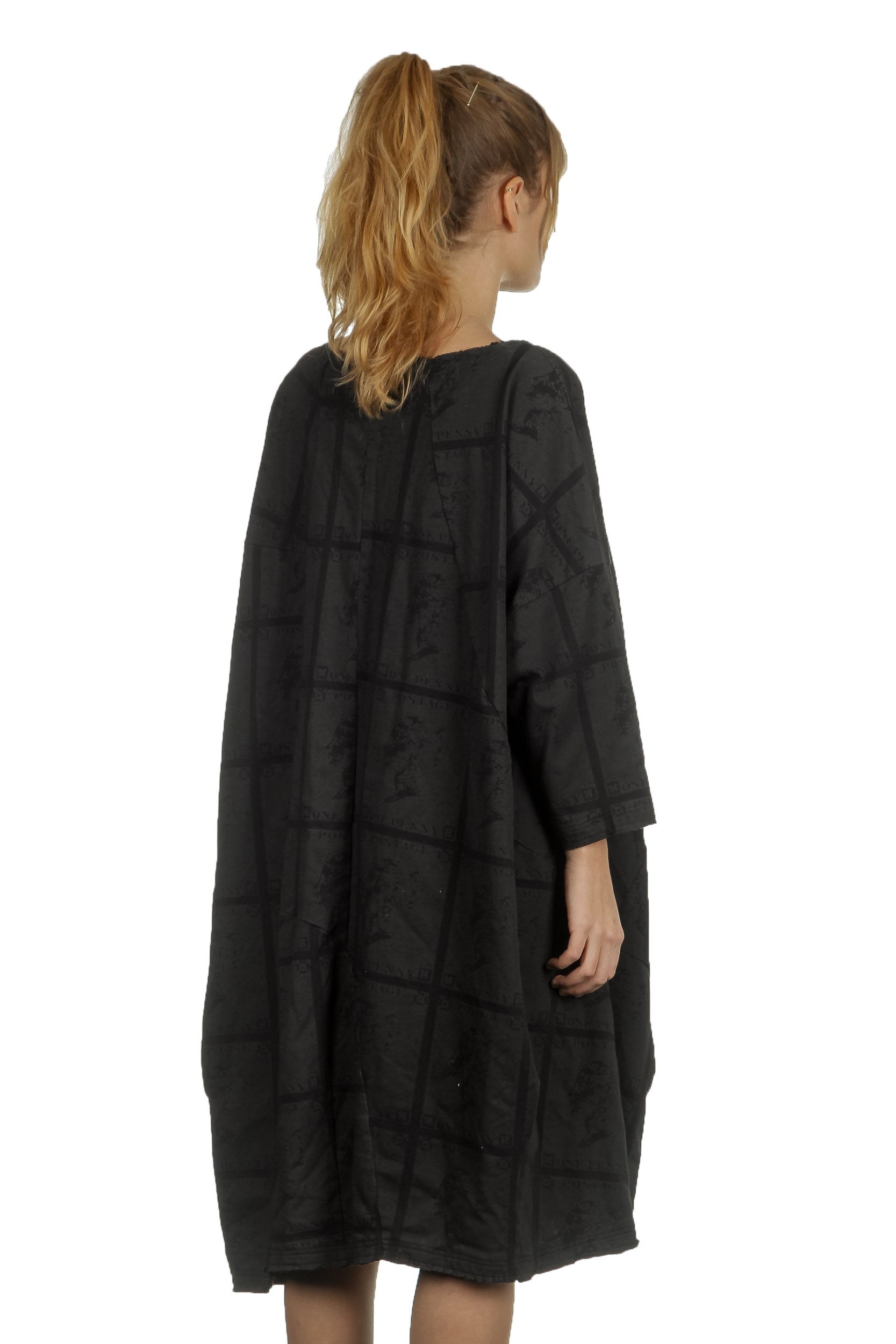 Rundholz Damen Kleid Oversized mit Print schwarz