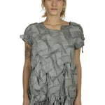 Rundholz Damen Geflochtenes T-Shirt Avantgarde grau