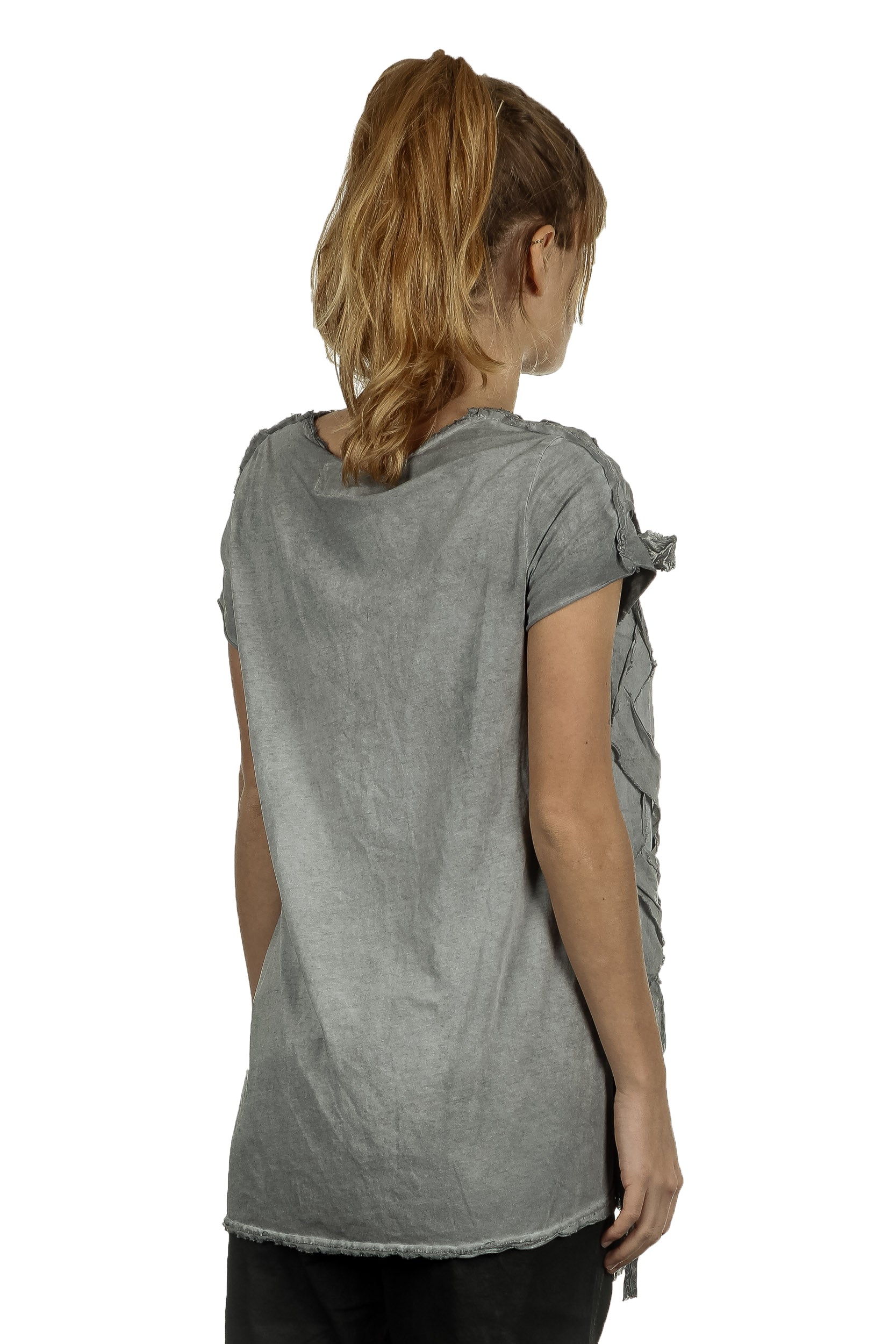 Rundholz Damen Geflochtenes T-Shirt Avantgarde grau