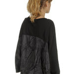 Rundholz Damen Cropped Langarm Shirt schwarz