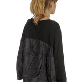 Rundholz Damen Cropped Langarm Shirt schwarz